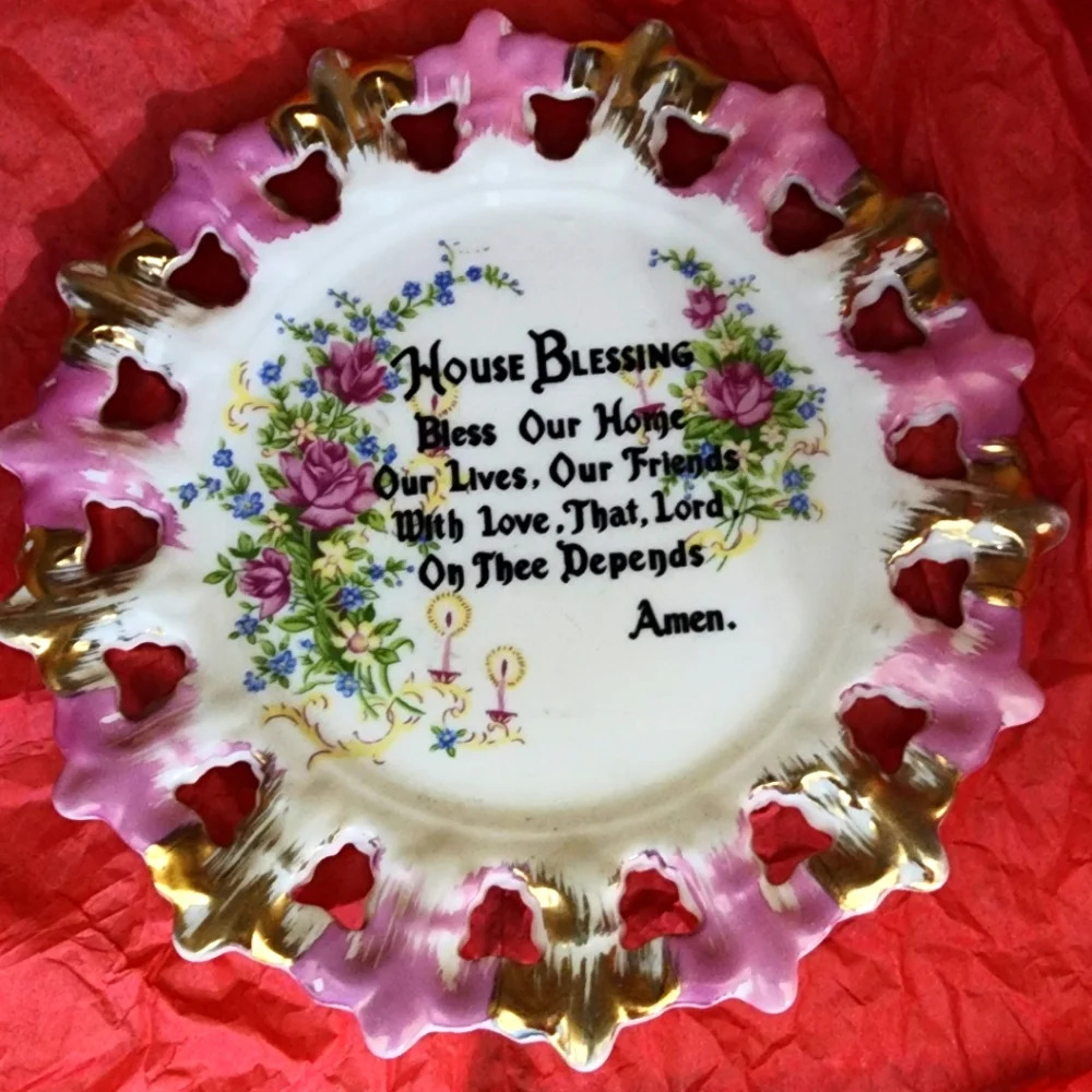 🍽 Kenmar Pink/Gold/White 7inch Plate Decorative Ceramic Kenmar Japan